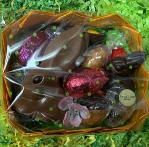 Easter Basket Filled with Teuscher Goodies - OLD - Chocolatier